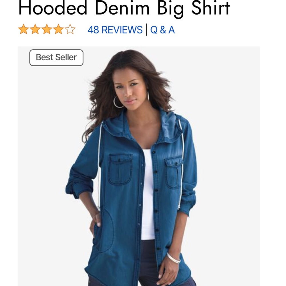 Hooded Denim Big Shirt - Stonewashed